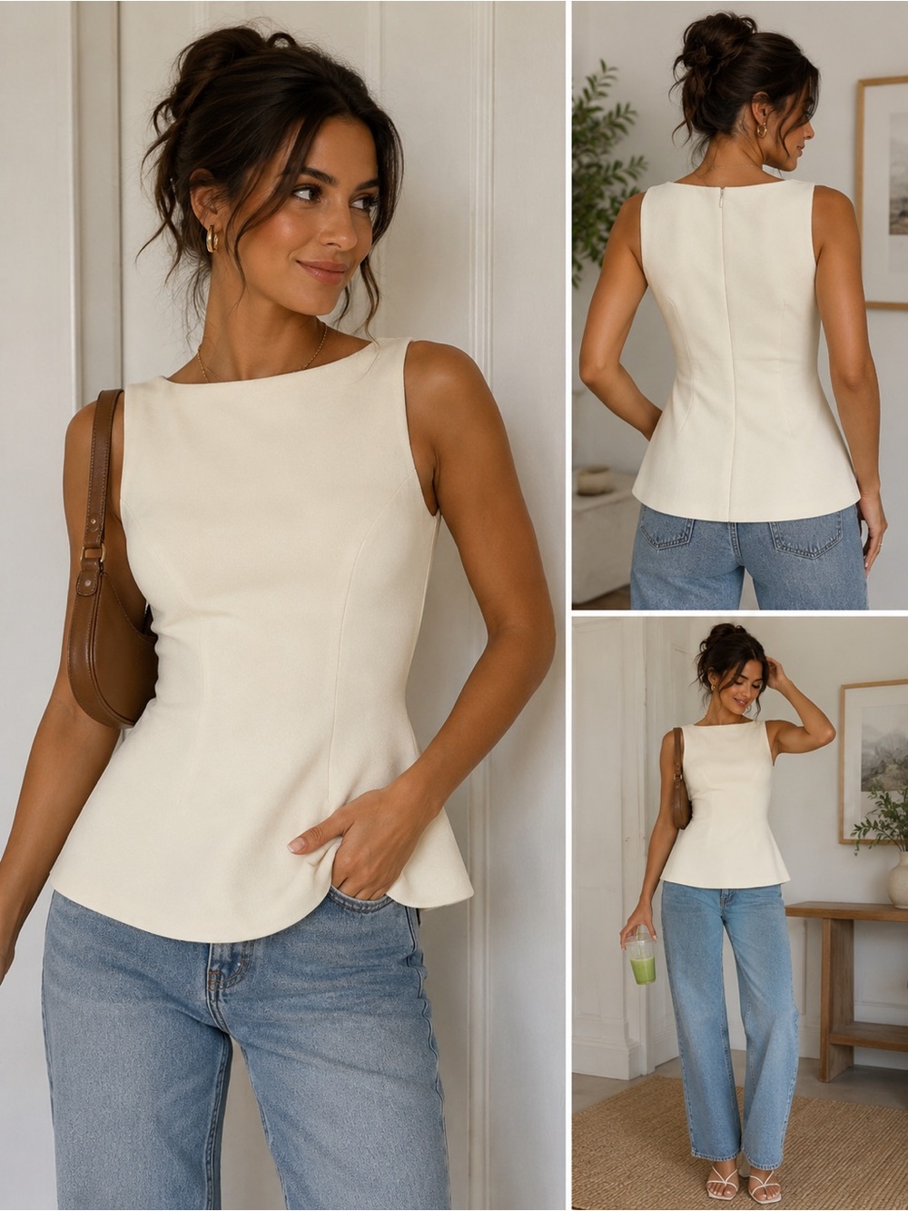 Meshki Cream Sleeveless Top